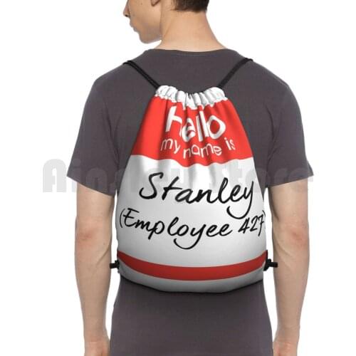Hello My Name Is Stanley ( Employee 427 ) Backpack Drawstring Bags Gym Bag Waterproof The Stanley Parable Stanley Hello