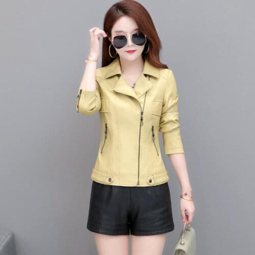 Plus Size 4XL Leather Jacket Women Coats New 2021 PU Womens Leather Clothing Short Slim Motorcycle Leather Coat Female Black