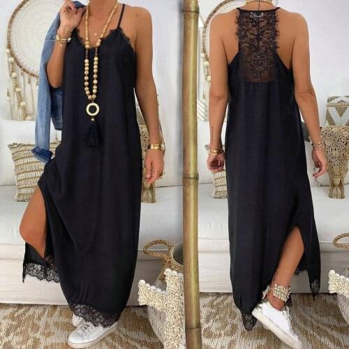 Women Black Summer Dress Sleeveless Strap Lace Sexy Flare Fishtail Sheath Loose Party Dresses Summer Dress 2021 vestidos
