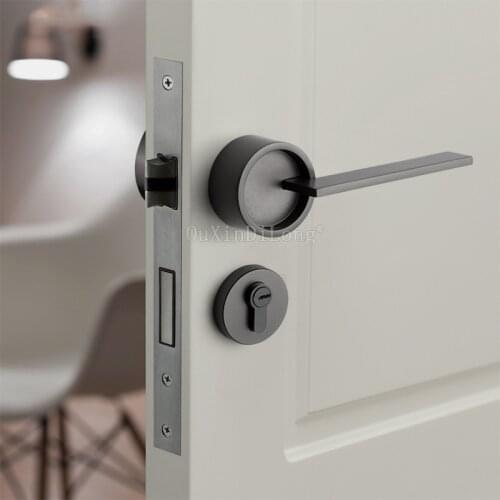 1Set Multi Color Nordic Door Lock for Solid Wood Interior Doors Minimalist Interior Bedroom Door Handle with Lock Pull Set GF44