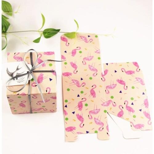 100pcs 9*9*9cm Upscale Flamingo Series DIY Favor Gift Box Birthday Wedding Party Square Biscuit Cookie Boxes ZA5138