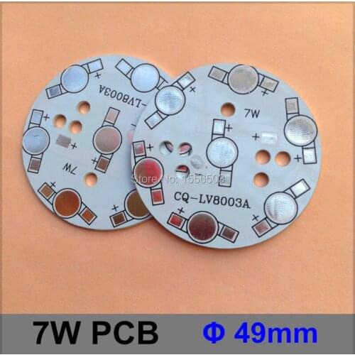 200 Pcs/lot LED Aluminum Plate 7W Round Diameter 49mm LED High Power PCB Plate Circuit Base For 7W LED Lamp Board
