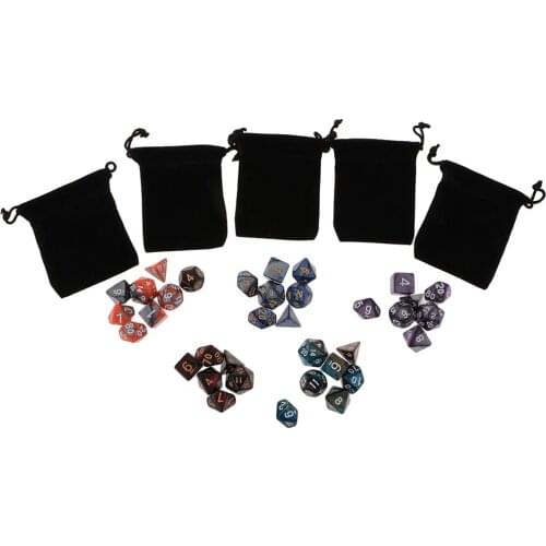 35PCS Polyhedral Dice Double-Colors Dice for Dungeons and Dragons DND D20 D12 D10 D8 D6 D4 16mm Role Playing Game Dice