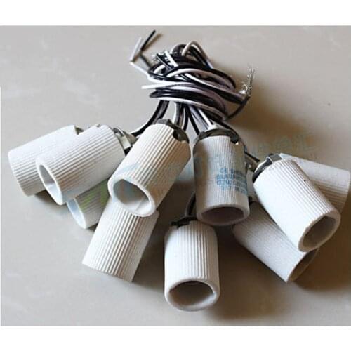 5pcs/Lot E14 ceramic lamp holder Bracket Mounted 660-watt 250-volt, With 2x0.75 electrical wire 20cm long