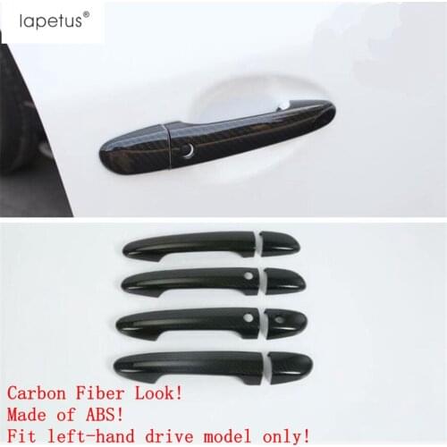 Lapetus Accessories Fit For Mazda 6 2019 2020 ABS Outside Door Pull Doorknob Handle Cap Molding Cover Kit Trim Carbon Fiber Look