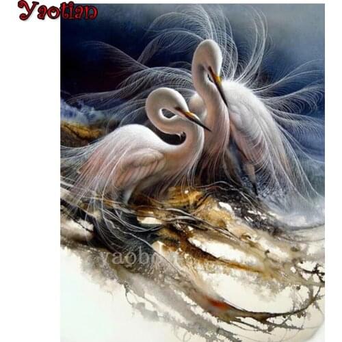 5D Diamond Painting White Bird Crown Bird Animal Diamond Embroidery Full Square Round Drill Set Mosaic Rhinestone Decoration New
