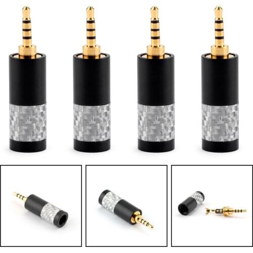 Areyourshop 2.5mm Silver Carbon Fiber 4 Pole Audio Plug Fit DIY Earphone Black Silver Gold