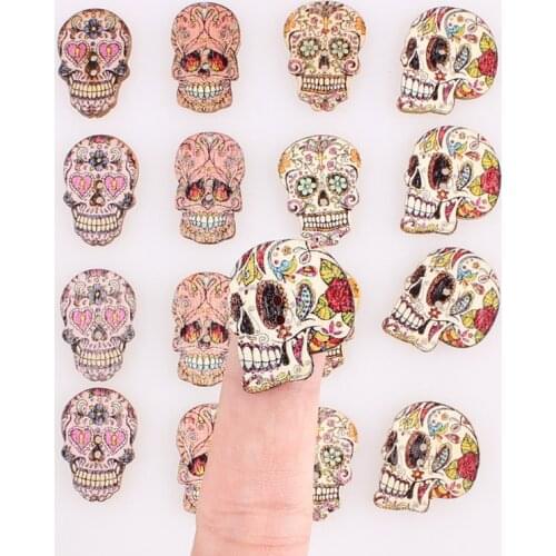 Skull 2Hole Wooden Buttons for Scrapbooking Crafts DIY Baby Children Clothing Sewing Accessories Button Decoration 100pcs E