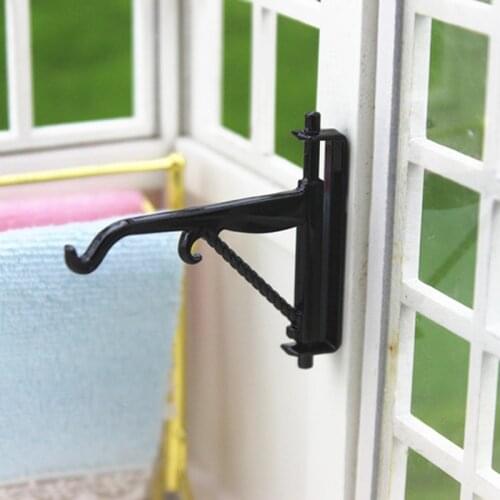 Hot Sale！1:12 Dollhouse Miniatures Black Hook Hanger Pretend Play Wall Hanger Furniture Toys For Children Dolls Accessories
