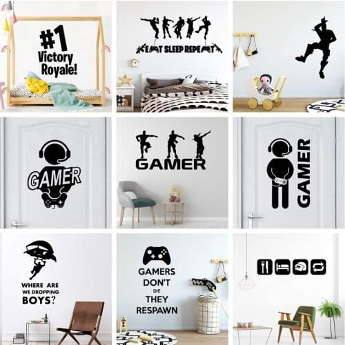 Gamer Vinyl Wall Sticker For Kids Rooms Home Decoration Wall Decal boys Battle Royale Xbox Stickers Mural Wallpaper Wall Decor