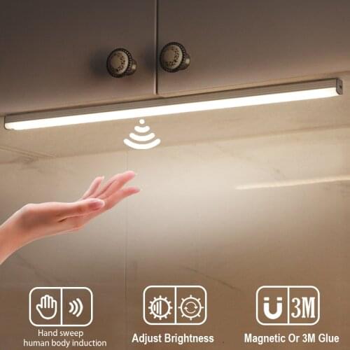 10/20/30 CM Human Body Induction Cabinet Lamp LED Smart Hand Scan Sensor Light USB Charging Night Lights for Corridor Decoration