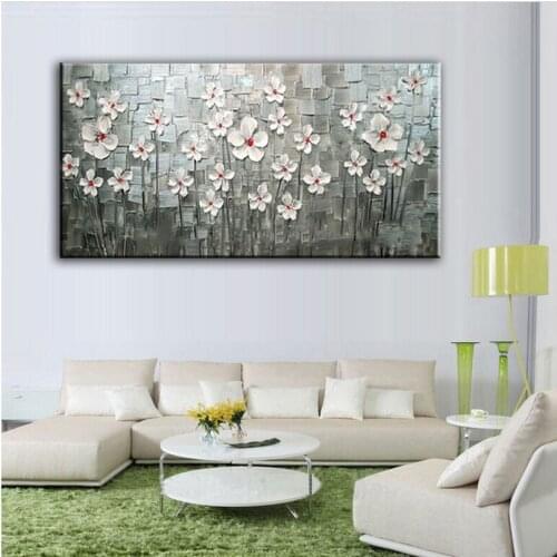 Knife painting Oil Painting Home decoration high quality canvas Flower pictures NO Framework DM1609204