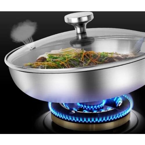 304 Stainless Steel Uncoated Pan Less Oil Smoke Pots Frying Wok Cook Food Composite Bottom Health And Environmental Protection