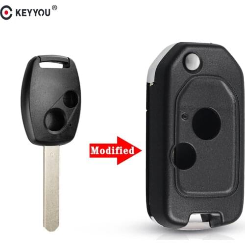 KEYYOU Modified Remote 2/3/4 Button Flip Car Key Shell Case For Honda Accord Civic CRV Pilot 2007 2008 2009 2010 2011 2012 2013