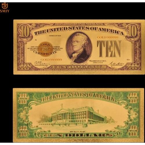 Creative Gifts US Dollar Money Gold Foil 10 Dollar Fake Money Souvenir Banknote Collections
