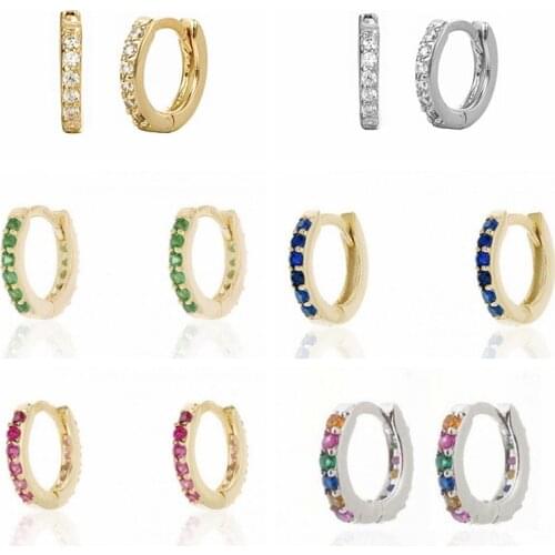 Punk Small Hoop Earrings For Women Crystal Zircon Ear Bone Earrings Girl Gift Gold Cartilage Earrings Hip Hop Men aretes K5