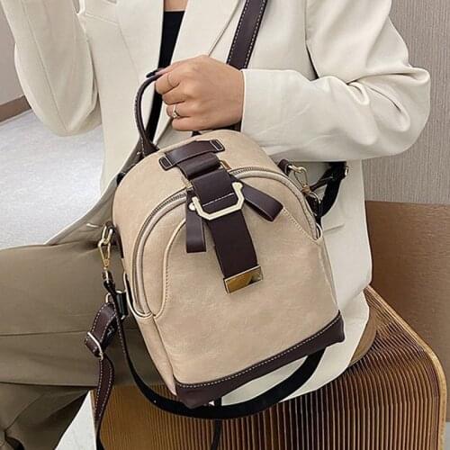 New Fashion Women Leather Backpack Small PU School Bag Backpacks for Teenage Girls Vintage Double Shoulder Bags Mochila Feminina