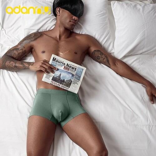 Adannu autumn and winter new mens boxers solid one piece traceless 80 pieces modal mens underwear ad308T