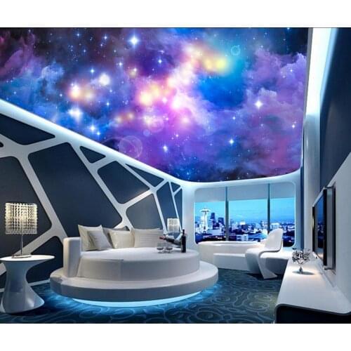3d wallpaper nature Blue sky purple cloud ceiling 3d wallpaper modern for living room murals Non woven roll