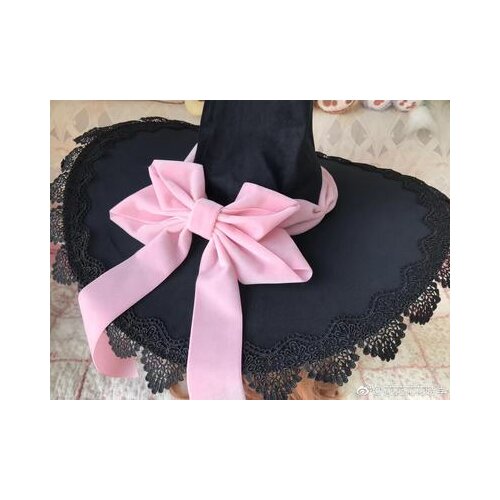Witchs new costume Halloween witch hat witch Lolita Magic Lace Trim Bowkont Cosplay Party Masquerade Witch Hat Wizard hat New