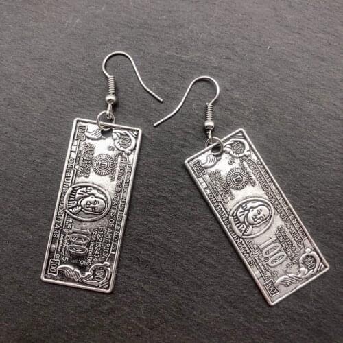 Personality Creative $ 100 Pendant Earrings Women High Quality Earrings Jewelry Gift