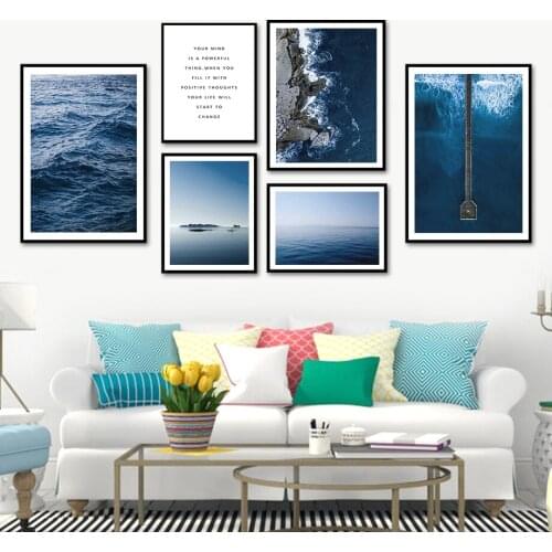 Island Path Reef Sea Wave Quote Landscape Wall Art Canvas Painting Nordic Posters And Prints Wall Pictures For Living Room Decor