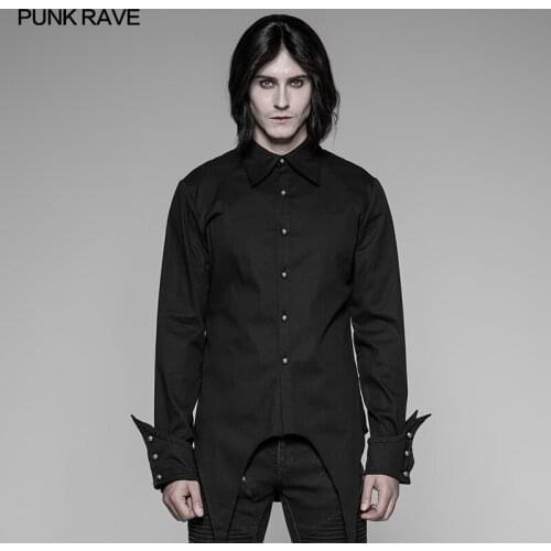 Мужские хлопковые рубашки PUNK RAVE China At AliExpress