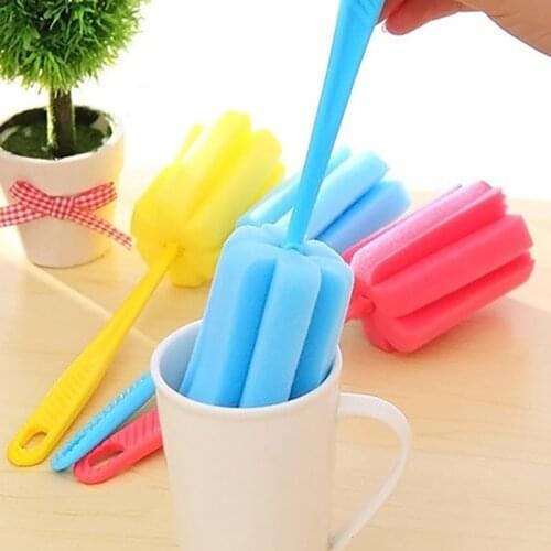 1Pc Cup Brush Kitchen Cleaning Tools Sponge Brush For Wineglass Bottle Coffe Tea Glass Cup Mug handle Non-toxic Brushes