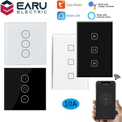 WiFi Smart Timer Glass Wall Touch Curtain Switch Controller Roller Shutter Electric Motor TUYA Smart Life App Google Home Alexa