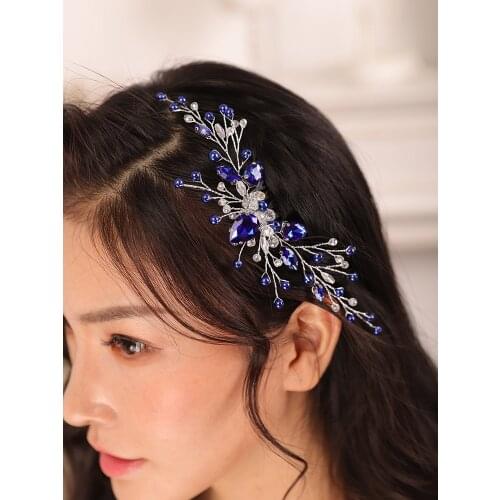 Bridal Accessories Hair comb Blue Rhinestone Crystal Hair Jewelry Ornament Wearing Headband Women wedding accessories hair bride
