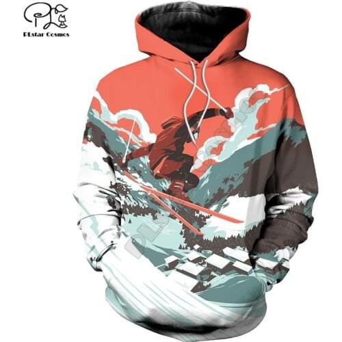 Skiing 3D printed Hoodie Sweatshirt Hoodie Sweatshirt Hoodies Harajuku Autumn Streetwear women men Casual Tracksuit