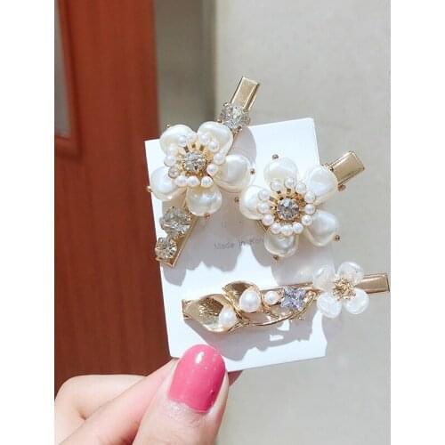 Vintage French Baroque Pearl Hairpin Flower Decoration Barrette Hair Clip Female Korean Elegant Women Hair Accessories Headpiece