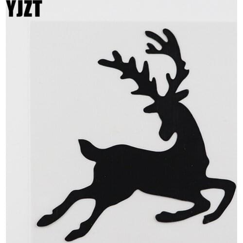 YJZT 12.2CMX12.8CM Fun Jumping Reindeer Forest Animals Vinyl Car Sticker Black/Silver 8A-0130