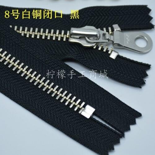 YKK Zipper 8th White Copper Closed Zipper 15-50cm Black