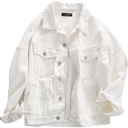 Women Jackets 2021 New Spring outwear denim coat Solid turn down collar cotton jacket for female