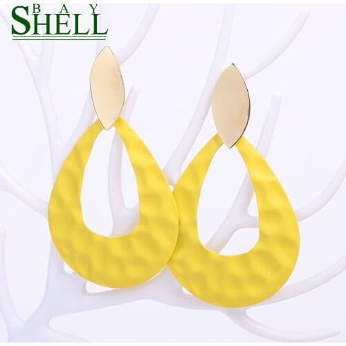Boho Women Statement metal Earrings Jewelry Round Cute Korean Drop Big Earrings Female Fashion Geometric Long Hanging Earrings