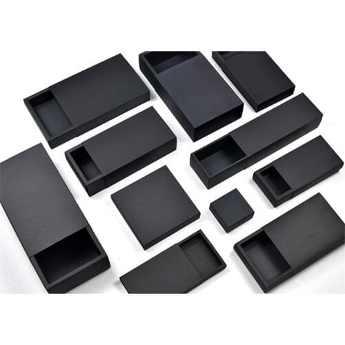 10 Size Black Drawer Paper Box Black Paperboard Packaging Box DIY Handmade Craft Gift Box 100pcs\lot Free shipping