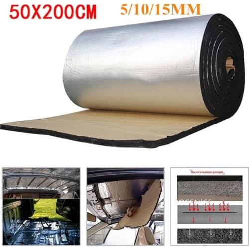 50x200cm 5/10/15mm Car Sound Deadener Mat Noise Bonnet Insulation Deadening for Hood Engine Sticker Door Trunk Soundproof