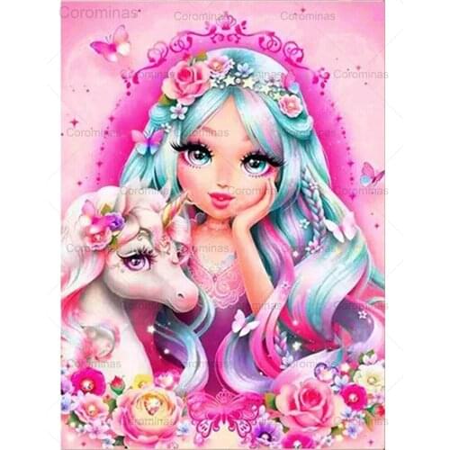 Diamond Painting Cartoon Lovely Girl 5D Full Square Drill Rhinestones Picture Unicorn Diamond Mosaic Embroidery Home Decor Gifts