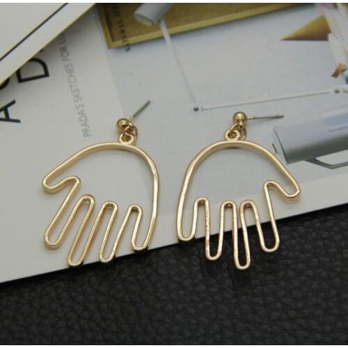 Free shipping 10 pair /lot wholesale fashion jewelry metal hand shaped earrings for women