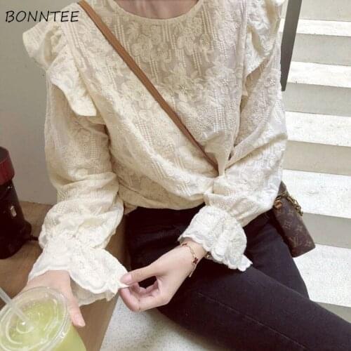 Blouses Women Lace Design Clothing Tops Elegant Leisure Solid Tender Autumn Temperament Stylish Daily Female Ins Chic Vintage