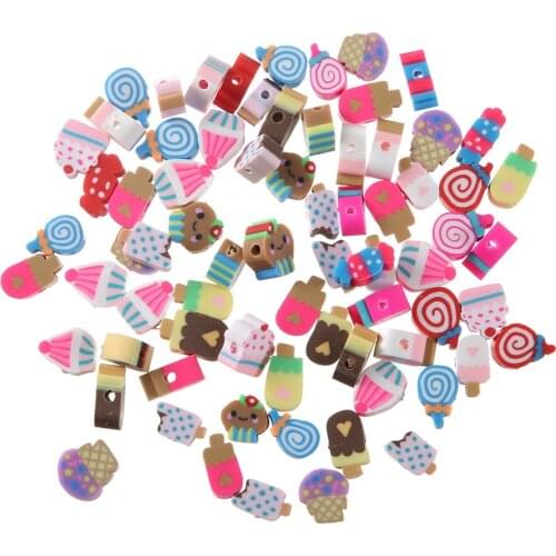 100pcs polymer clay beads Candy Ice cream Spacer Bead Slices DIY Jewelry Accessories