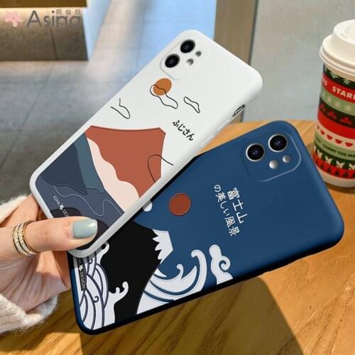 ASINA Japanese Style Case For iPhone 11 12 Pro XR XS Max Soft Liquid Silicone Bumper Cover For iPhone 6 7 8 Plus Fundas Capa