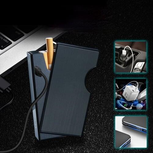 Pyrotechnic Integrated Cigarette Case Universal Thickness Extended Cigarette Case Creative USB Charging Cigarette Lighter