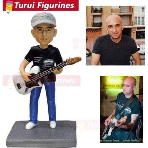 Men play guitar bass palyer cute funny figurines designed by Turui Figurines from china clay figurines suppliers mens mini statu