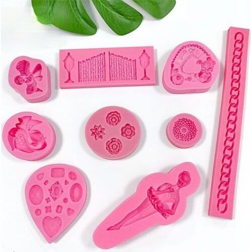 Cake Decorating Chocolate Baking Accessories Food Grade Silicone Mold Angel Letter Gem Fondant Mold Cake Decoration Accessories