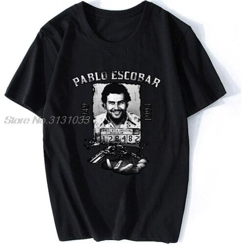 Cotton T Shirt Men T-shirt Pablo Escobar El Patron Del Man Casual Wears Black Tshirt Harajuku Streetwear