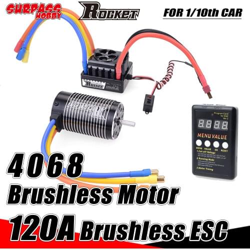 SURPASS HOBBY ROCKET 4068 Sensorless Brushless Motor 120A ESC Brushless 2650KV 2050KV 1900kv Program card for 1/8 RC Car HSP