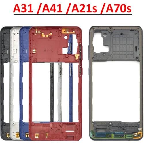 10Pcs/Lot, Housing Middle Frame Bezel Middle Plate Cover For Samsung A21S A217 A31 A315 A41 A415 A70S A707 With Side Key