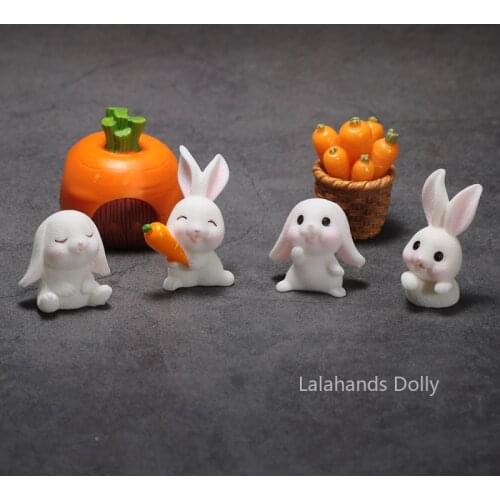 Doll House Mini Cartoon Rabbit Animal Model Model Miniature Food Play DIY Children Toy Accessories